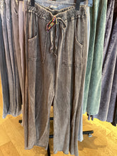 Mineral Wash Side Knit detail wide leg pants - Assorted Colors