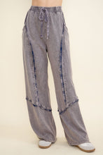 Mineral Washed Blue Plaid Sweatpants - Charcoal