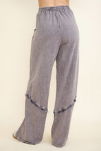 Mineral Washed Blue Plaid Sweatpants - Charcoal
