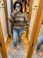 Horizontal Stripes Knit Textured Sweater - Black, Brown, Purple