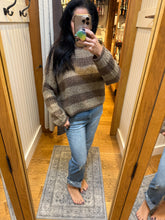 Horizontal Stripes Knit Textured Sweater - Black, Brown, Purple