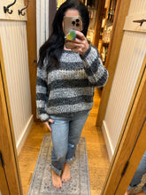 Horizontal Stripes Knit Textured Sweater - Black, Brown, Purple