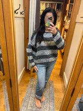 Horizontal Stripes Knit Textured Sweater - Black, Brown, Purple