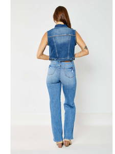 JUDY BLUE High Waist Tummy Control Knee Destroy Straight
