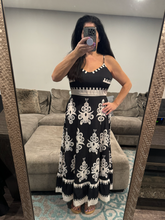 Black & Cream Print Dress With Tie Back Detail