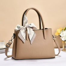 Vegan Leather Tote With Scarf - Brown, Coffee, Grey or Brown
