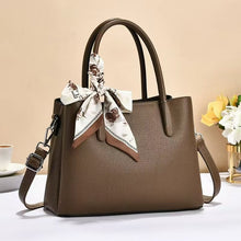 Vegan Leather Tote With Scarf - Brown, Coffee, Grey or Brown