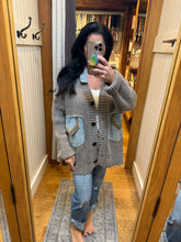 Distressed Ribbed Knit Sweater Cardigan- Ivory or Mocha Beige