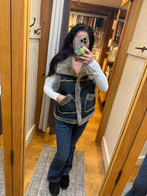 Knit Henley Denim Faux Fur Lined Jacket - Denim