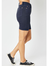 JUDY BLUE HIGH WAIST NAVY GARMENT DYED TUMMY CONTROL BERMUDA SHORTS