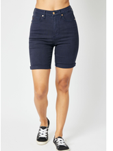 JUDY BLUE HIGH WAIST NAVY GARMENT DYED TUMMY CONTROL BERMUDA SHORTS