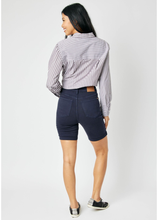 JUDY BLUE HIGH WAIST NAVY GARMENT DYED TUMMY CONTROL BERMUDA SHORTS