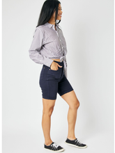JUDY BLUE HIGH WAIST NAVY GARMENT DYED TUMMY CONTROL BERMUDA SHORTS