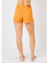 Judy Blue Mid-Rise Garment Dyed Fray Hem Shorts - Orange