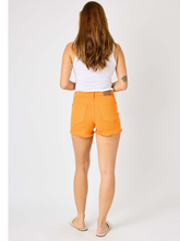 Judy Blue Mid-Rise Garment Dyed Fray Hem Shorts - Orange