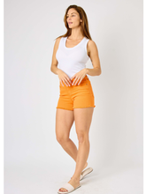 Judy Blue Mid-Rise Garment Dyed Fray Hem Shorts - Orange