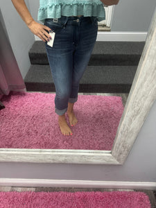 Judy Blue Dark Wash Cuffed Capri