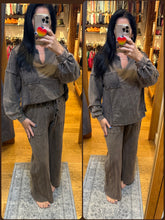 Mineral Wash Side Knit detail wide leg pants - Assorted Colors