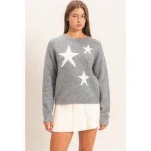 Star Crew Neck Sweater - Navy or Heather Grey