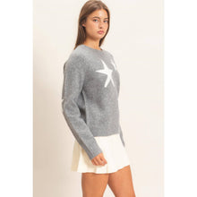 Star Crew Neck Sweater - Navy or Heather Grey