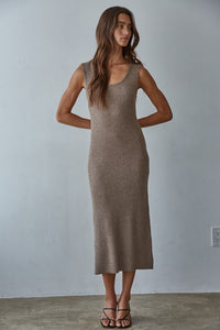 Apollo Ribbed Midi Dress - Dark Mocha or Heather Grey