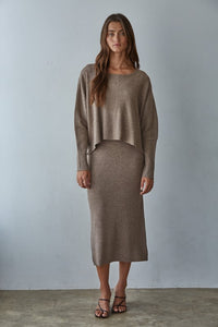 Apollo Ribbed Midi Dress - Dark Mocha or Heather Grey