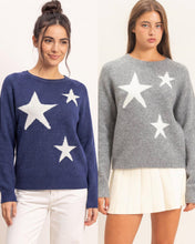 Star Crew Neck Sweater - Navy or Heather Grey
