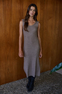 Apollo Ribbed Midi Dress - Dark Mocha or Heather Grey