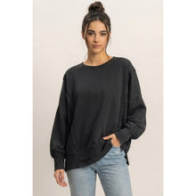 Pigment Dye Oversized Raw Edge Sweatshirt - Black
