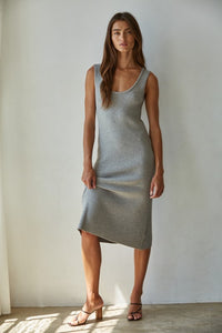 Apollo Ribbed Midi Dress - Dark Mocha or Heather Grey