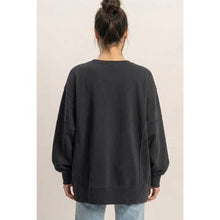 Pigment Dye Oversized Raw Edge Sweatshirt - Black