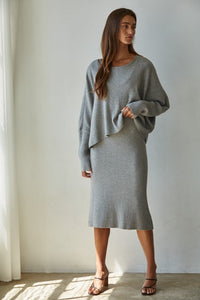 Apollo Ribbed Midi Dress - Dark Mocha or Heather Grey