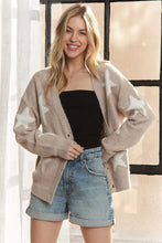 Star Shape Long Sleeves Sweater Cardigan - Taupe/Ivory