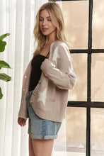 Star Shape Long Sleeves Sweater Cardigan - Taupe/Ivory