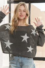 Star Pattern Lightweight Knit Sweater - Ivory or Charcoal