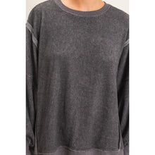Oversized Raw Edge Crew Neck Sweatshirt - Charcoal