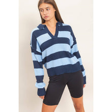 Rugby Stripe Polo Sweater - Navy
