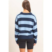 Rugby Stripe Polo Sweater - Navy
