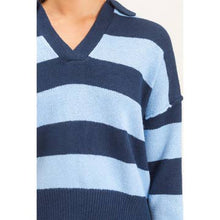 Rugby Stripe Polo Sweater - Navy