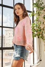 Lightweight Floral Sweater Top - Oatmeal, Blush, Charcoal