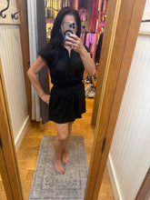 Butter Short Sleeve Quarter Zip Romper - Sugar Pink or Black
