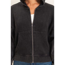Acid Wash Waffle Knit Zip-up Hoodie - Assorted Colors