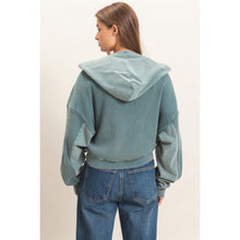 Acid Wash Waffle Knit Zip-up Hoodie - Assorted Colors