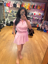 Butter Short Sleeve Quarter Zip Romper - Sugar Pink or Black