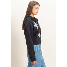 Star Patch Hoodie - Black or Heather Grey