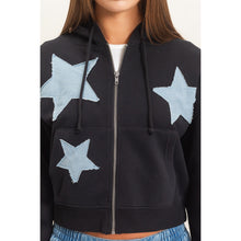 Star Patch Hoodie - Black or Heather Grey