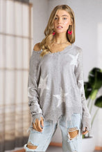 Distressed Star Sweater Top - Navy or Grey