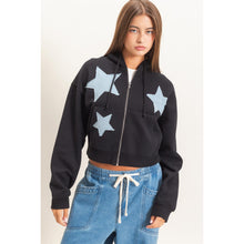 Star Patch Hoodie - Black or Heather Grey