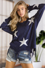 Distressed Star Sweater Top - Navy or Grey