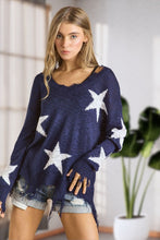 Distressed Star Sweater Top - Navy or Grey